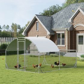 Large Chicken Coop Chicken Run for Chickens with Waterproof and Anti-UV Cover (Option: Silver-1980x350x170 mm)
