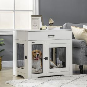 Dog Crate Furniture with Soft Water-Resistant Cushion (Option: White-930x830x215 mm)