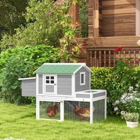 Wooden Chicken Coop for Outdoor Backyard with Raised Garden Bed, Run Area, Nesting Box Removable Tray, Gray (Option: Gray-1230x525x140 mm)