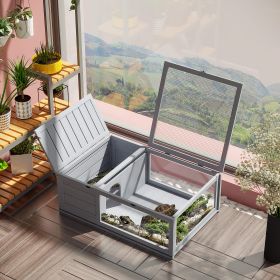 Reptile Cage with 3 Windows Slide-out Tray for Turtles (Option: Grey-990x655x85 mm)