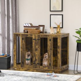 Dog Crate (Color: Rustic Brown-10x10x10 mm)