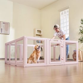 Dog Whelping Box With Window Transparent Playpen For X-Large Dog 60x59x23 In (Option: Pink)