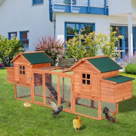 124" Dual Chicken Coop Large Chicken House Rabbit Hutch Hen Poultry Cage Backyard with Outdoor Ramps and Nesting Boxes (Option: Natural Wood 2-1130x610x240 mm)