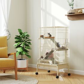 50" H Rolling Small Animal Cage with Hammock (Option: Beige-775x530x290 mm)