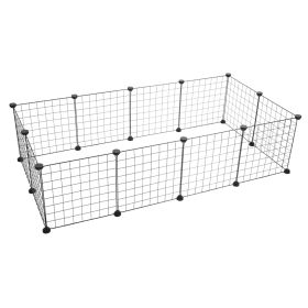 Pet Playpen, Small Animal Cage Indoor Portable Metal Wire Yard Fence For Small Animals, Guinea Pigs, Rabbits Kennel Crate Fence Tent (Option: Black)