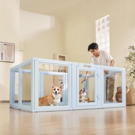 Dog Whelping Box With Window Transparent Playpen For Large Dog 76x49x30 In (Option: Blue)